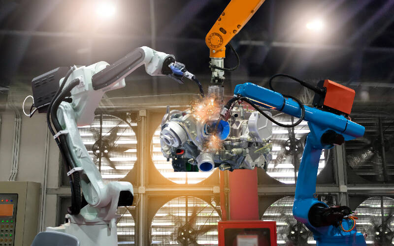 Robot en train de soudre