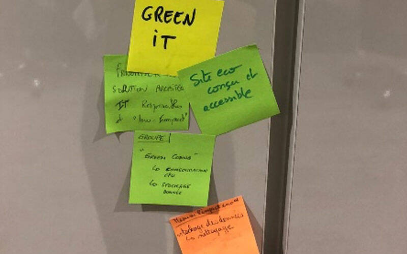 Affichage de post-its suite à un atelier de Fresque Numérique